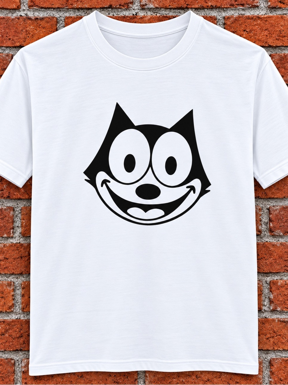 White Cat Graphic Pet T-Shirt - Black Cat Face